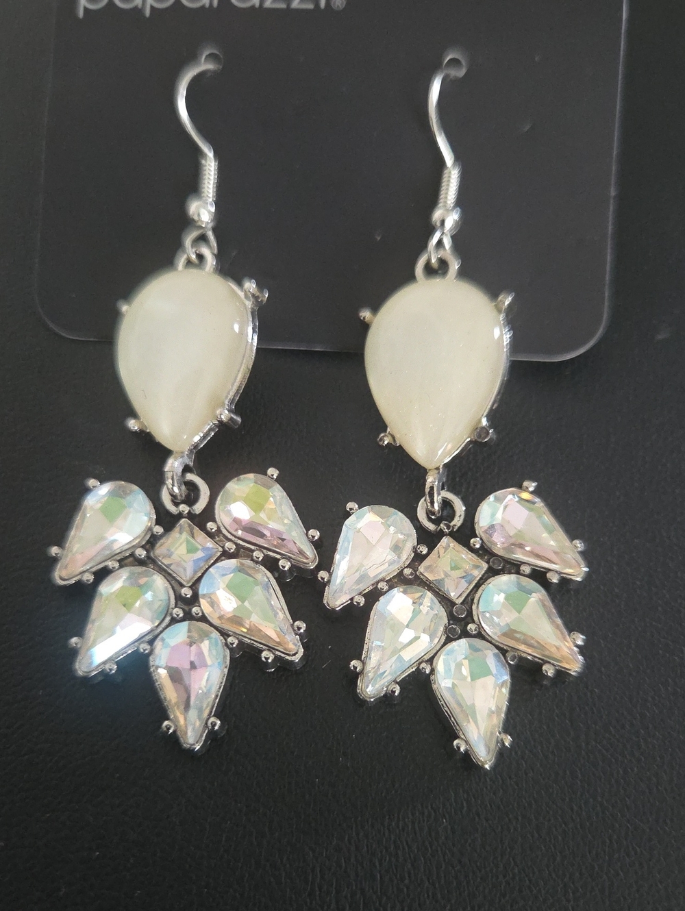 Paparazzi Ethereal Effervescense White Earrings NWT